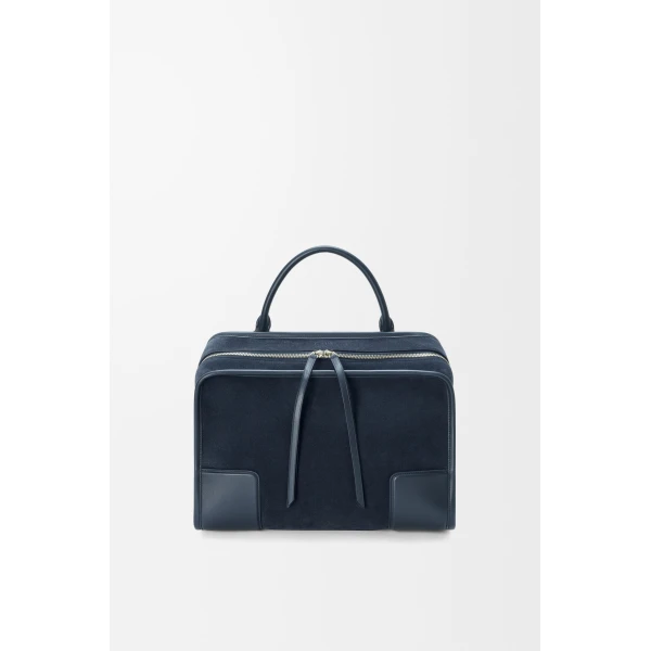 Loewe Large Amazona 180 bag in suede, Deep Navy | Totes & Top-Handle Bags | Luxury Shoes 