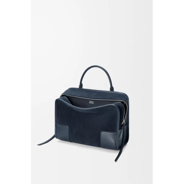 Loewe Large Amazona 180 bag in suede, Deep Navy | Totes & Top-Handle Bags | Luxury Shoes 