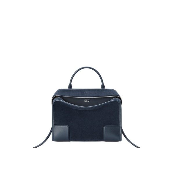 Loewe Large Amazona 180 bag in suede, Deep Navy | Totes & Top-Handle Bags | Luxury Shoes 