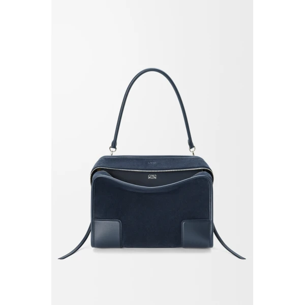 Loewe Large Amazona 180 bag in suede, Deep Navy | Totes & Top-Handle Bags | Luxury Shoes 