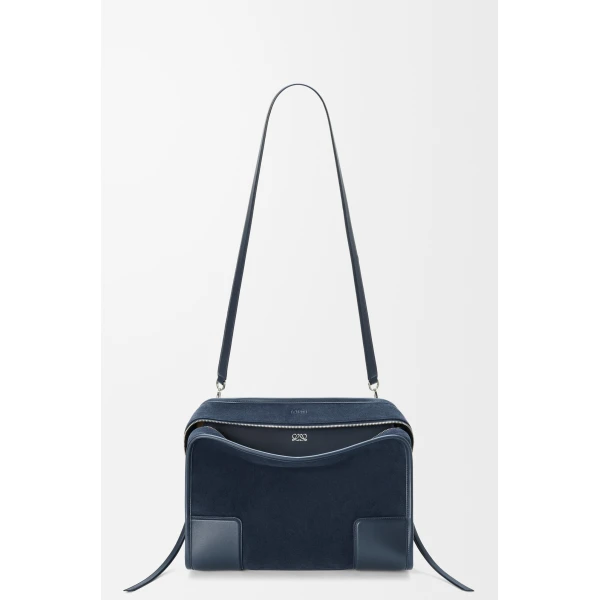 Loewe Large Amazona 180 bag in suede, Deep Navy | Totes & Top-Handle Bags | Luxury Shoes 