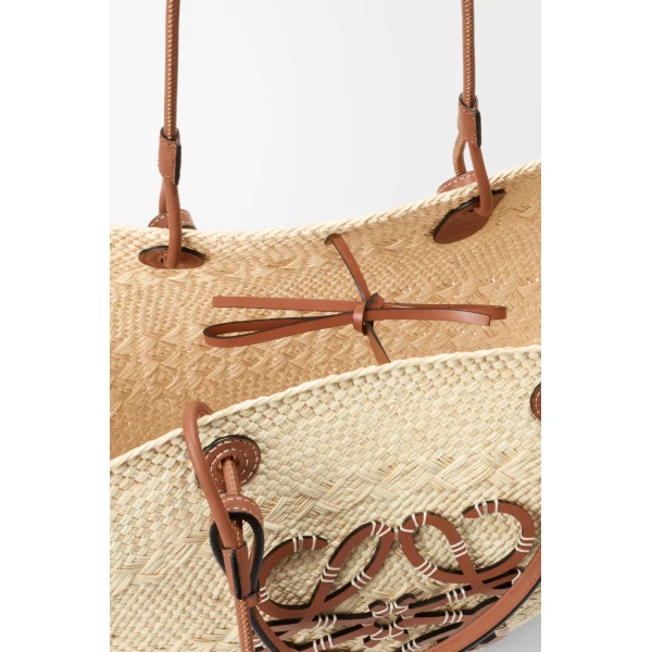 Loewe Large Anagram basket bag in iraca palm and calfskin, Natural/Tan | Totes & Top-Handle Bags | Luxury Shoes 