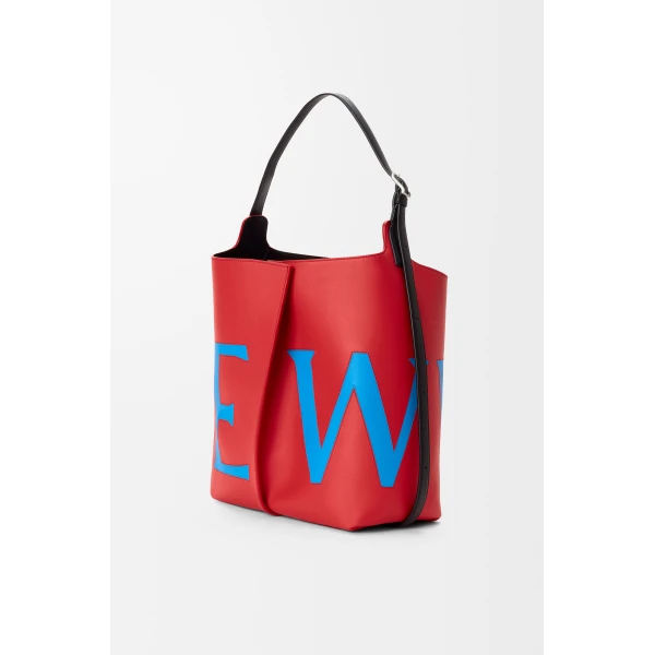 Loewe Large Bilbao bucket Oversized Logo in smooth calfskin, Red/Blue | Bucket Bags | Luxury Shoes 