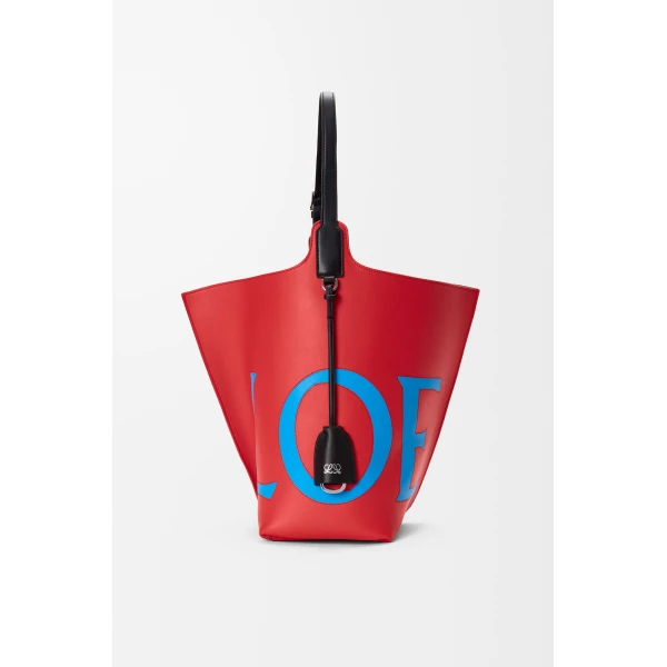Loewe Large Bilbao bucket Oversized Logo in smooth calfskin, Red/Blue | Bucket Bags | Luxury Shoes 