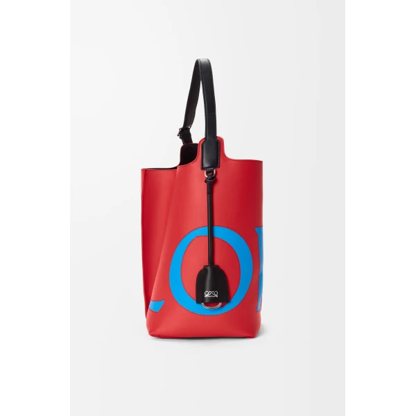 Loewe Large Bilbao bucket Oversized Logo in smooth calfskin, Red/Blue | Bucket Bags | Luxury Shoes 