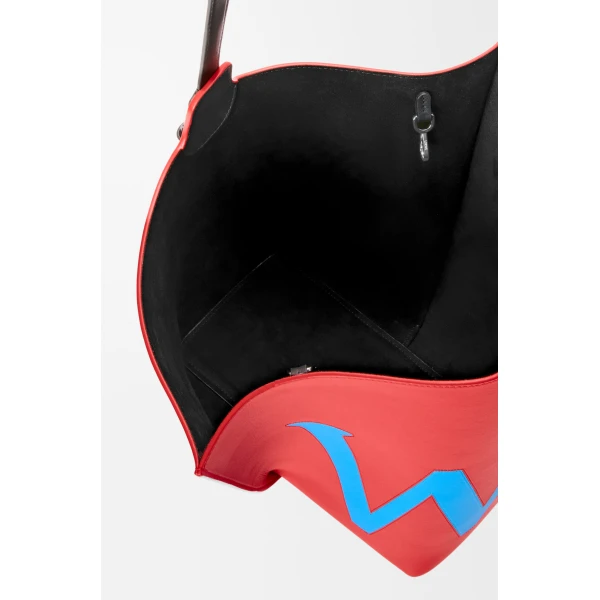 Loewe Large Bilbao bucket Oversized Logo in smooth calfskin, Red/Blue | Bucket Bags | Luxury Shoes 