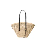Loewe Large Braid basket in iraca palm and calfskin, Natural/Black | Totes & Top-Handle Bags | Luxury Shoes 