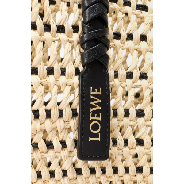 Loewe Large Braid basket in iraca palm and calfskin, Natural/Black | Totes & Top-Handle Bags | Luxury Shoes 