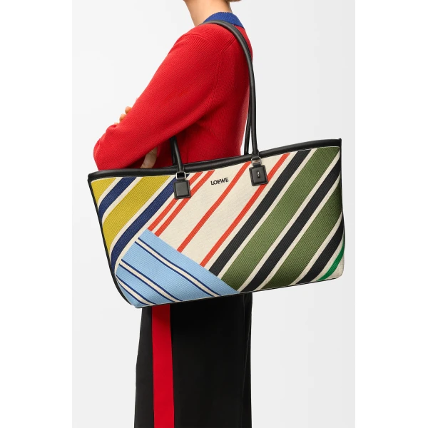 Loewe Large Verano tote in embroidered canvas, Ecru/Multicolor | Totes & Top-Handle Bags | Luxury Shoes 