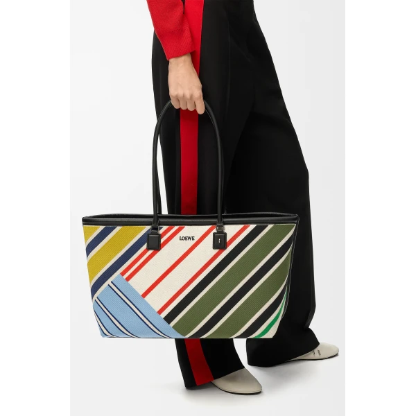 Loewe Large Verano tote in embroidered canvas, Ecru/Multicolor | Totes & Top-Handle Bags | Luxury Shoes 