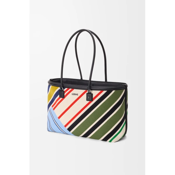 Loewe Large Verano tote in embroidered canvas, Ecru/Multicolor | Totes & Top-Handle Bags | Luxury Shoes 