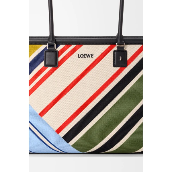 Loewe Large Verano tote in embroidered canvas, Ecru/Multicolor | Totes & Top-Handle Bags | Luxury Shoes 