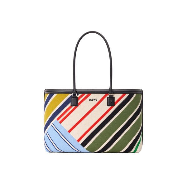 Loewe Large Verano tote in embroidered canvas, Ecru/Multicolor | Totes & Top-Handle Bags | Luxury Shoes 