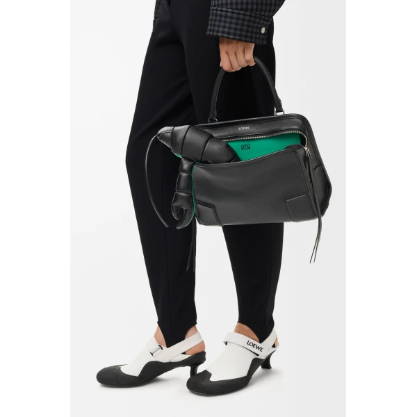 Loewe Medium Amazona 180 Lazy Crab bag in buffalino leather, Black/Green | Totes & Top-Handle Bags | Luxury Shoes 