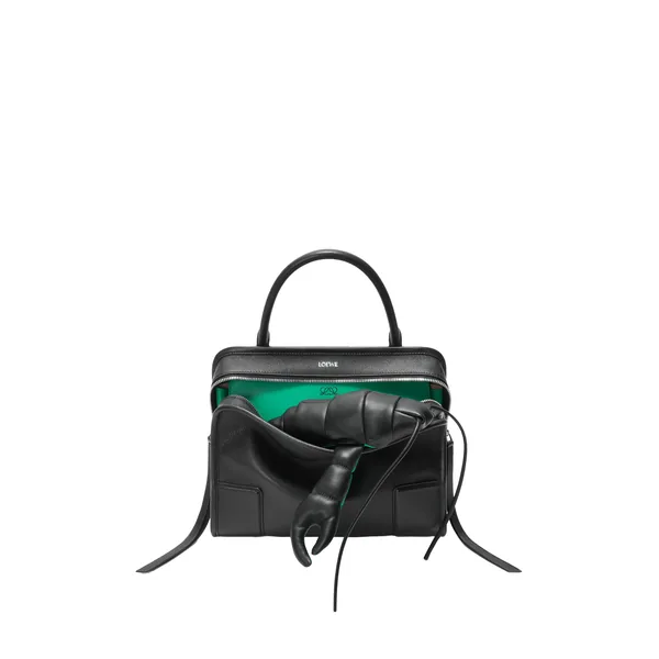 Medium Amazona 180 Lazy Crab bag in buffalino leather, Black/Green