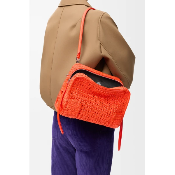 Loewe Medium Amazona 180 Lazy Crab bag in raffia crochet, Vivid Orange | Totes & Top-Handle Bags | Luxury Shoes 