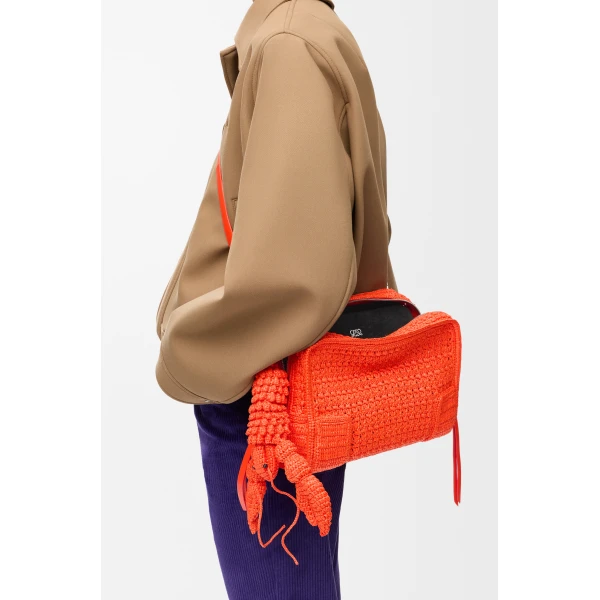 Loewe Medium Amazona 180 Lazy Crab bag in raffia crochet, Vivid Orange | Totes & Top-Handle Bags | Luxury Shoes 