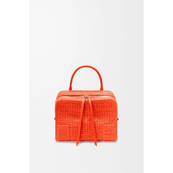 Loewe Medium Amazona 180 Lazy Crab bag in raffia crochet, Vivid Orange | Totes & Top-Handle Bags | Luxury Shoes 