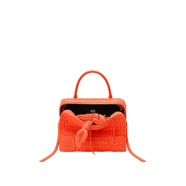 Medium Amazona 180 Lazy Crab bag in raffia crochet, Vivid Orange