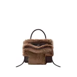 Loewe Medium Amazona 180 bag in soft calfskin and shearling, Brown/Dark Chestnut | Totes & Top-Handle Bags | Luxury Shoes 