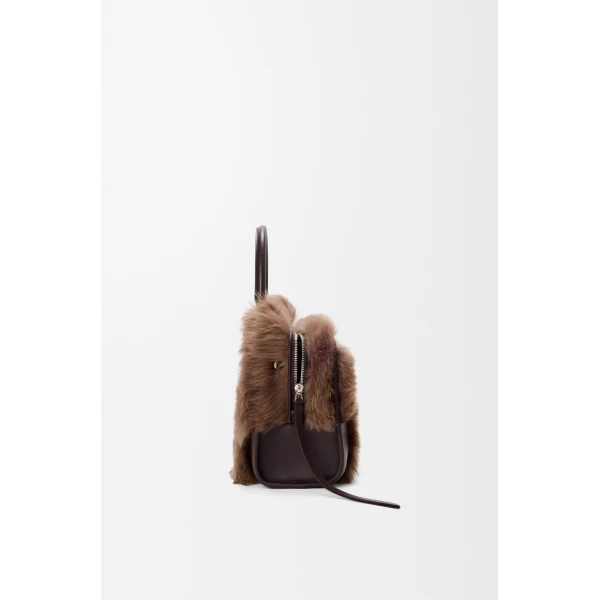 Loewe Medium Amazona 180 bag in soft calfskin and shearling, Brown/Dark Chestnut | Totes & Top-Handle Bags | Luxury Shoes 