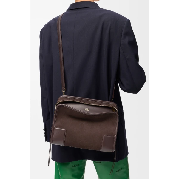 Loewe Medium Amazona 180 bag in suede, Dark Chestnut | Totes & Top-Handle Bags | Luxury Shoes 