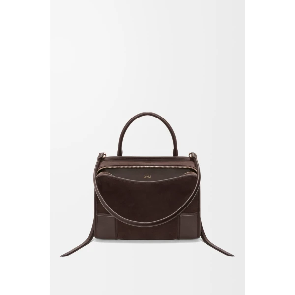 Loewe Medium Amazona 180 bag in suede, Dark Chestnut | Totes & Top-Handle Bags | Luxury Shoes 