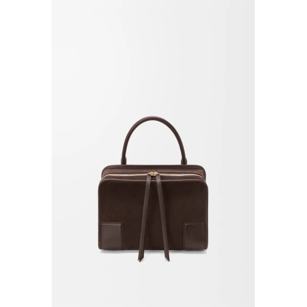 Loewe Medium Amazona 180 bag in suede, Dark Chestnut | Totes & Top-Handle Bags | Luxury Shoes 
