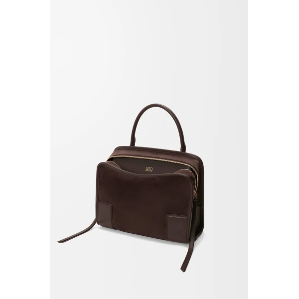 Loewe Medium Amazona 180 bag in suede, Dark Chestnut | Totes & Top-Handle Bags | Luxury Shoes 