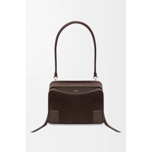 Loewe Medium Amazona 180 bag in suede, Dark Chestnut | Totes & Top-Handle Bags | Luxury Shoes 