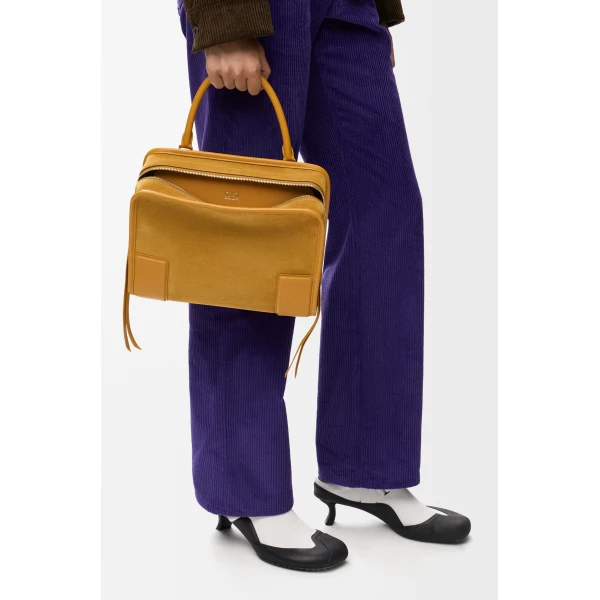 Loewe Medium Amazona 180 bag in suede, Ochre | Totes & Top-Handle Bags | Luxury Shoes 