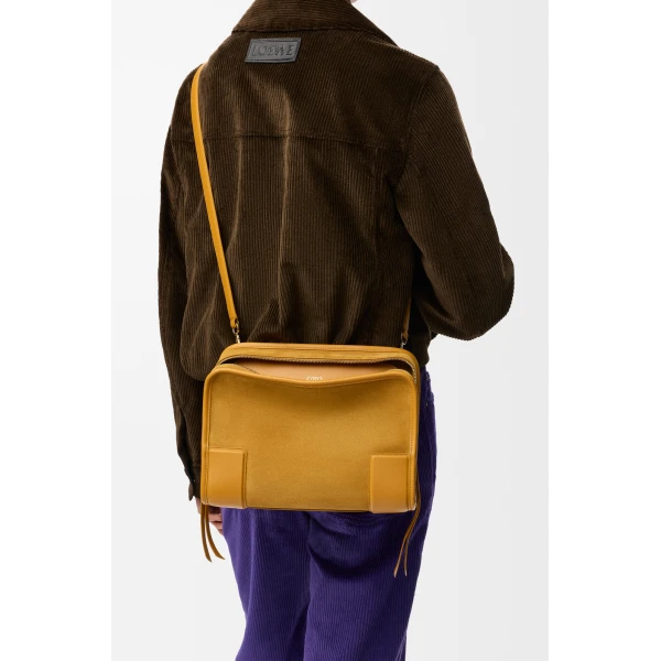 Loewe Medium Amazona 180 bag in suede, Ochre | Totes & Top-Handle Bags | Luxury Shoes 