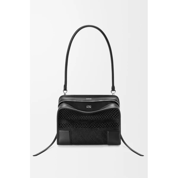 Loewe Medium Amazona 180 bag in woven calfskin, Black | Totes & Top-Handle Bags | Luxury Shoes 