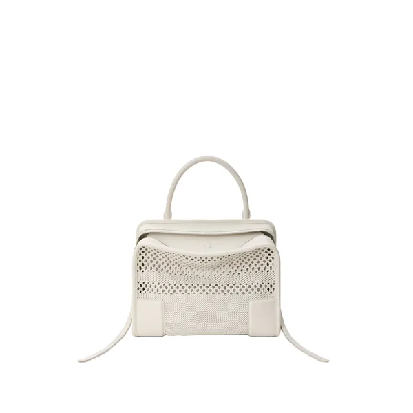 Medium Amazona 180 bag in woven calfskin, Soft White