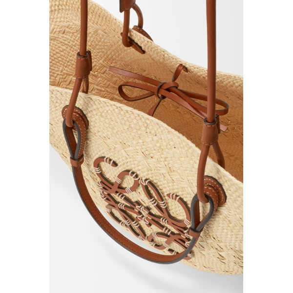 Loewe Medium Anagram Basket bag in iraca palm and calfskin, Natural/Tan | Totes & Top-Handle Bags | Luxury Shoes 