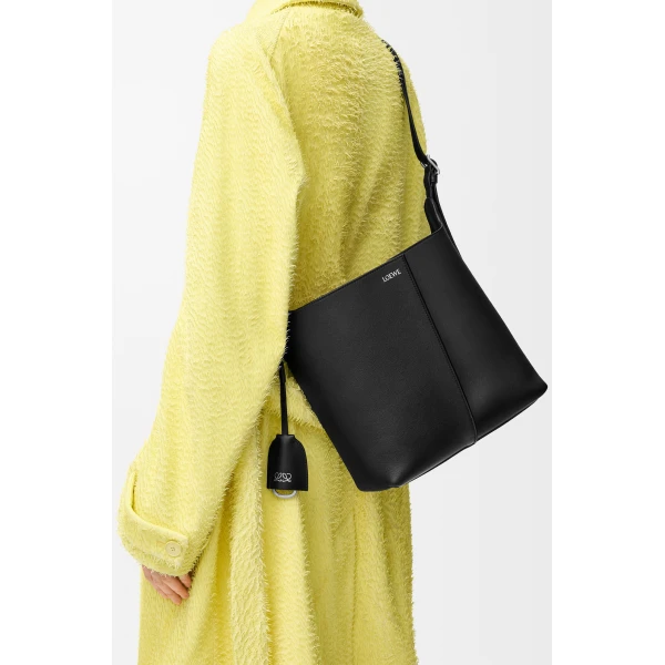 Loewe Medium Bilbao bucket in smooth calfskin, Black | Bucket Bags | Luxury Shoes 