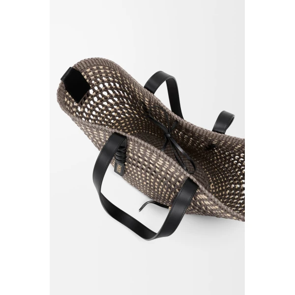 Loewe Medium Braid basket in iraca palm and calfskin, Khaki/Natural | Totes & Top-Handle Bags | Luxury Shoes 