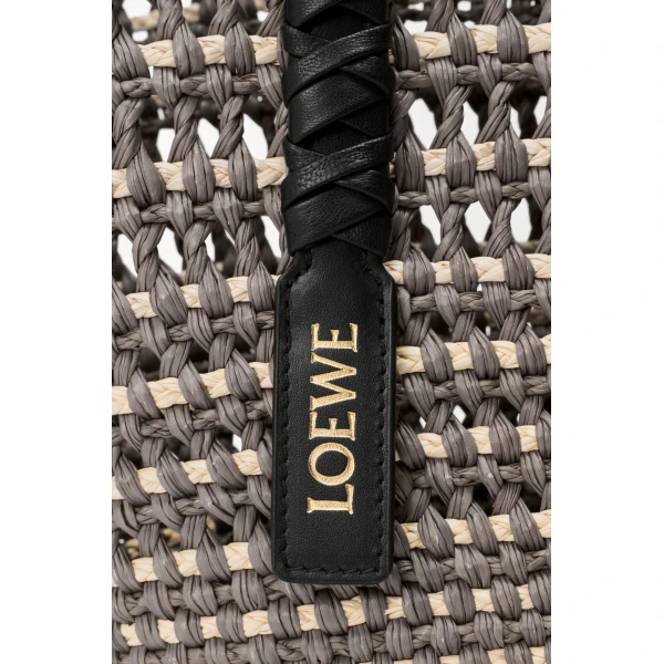 Loewe Medium Braid basket in iraca palm and calfskin, Khaki/Natural | Totes & Top-Handle Bags | Luxury Shoes 