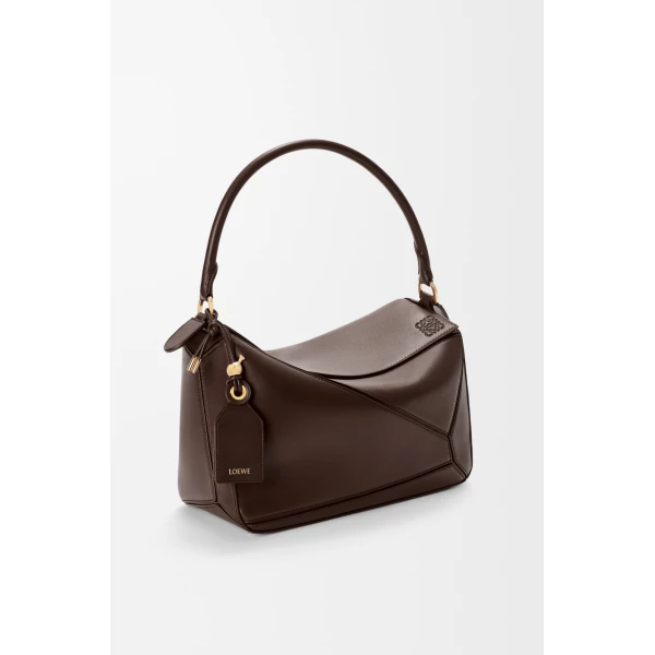 Loewe Medium Featherlight Puzzle bag in nappa lambskin, Dark Chestnut | Shoulder & Crossbody Bags | Luxury Shoes 