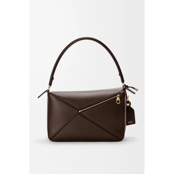 Loewe Medium Featherlight Puzzle bag in nappa lambskin, Dark Chestnut | Shoulder & Crossbody Bags | Luxury Shoes 