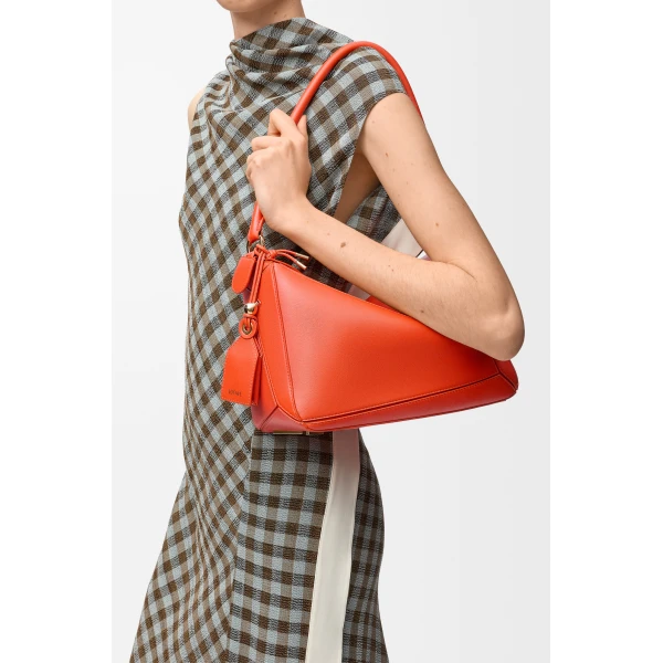 Loewe Medium Featherlight Puzzle bag in nappa lambskin, Deep Saffron | Shoulder & Crossbody Bags | Luxury Shoes 