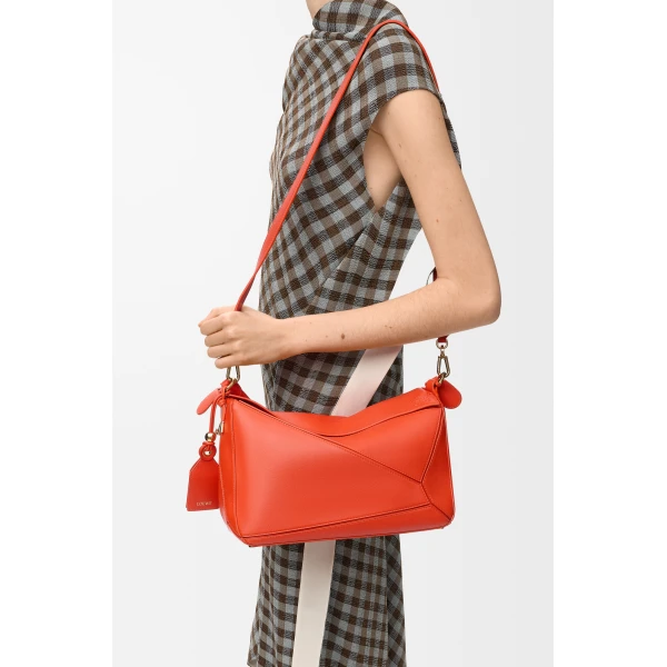 Loewe Medium Featherlight Puzzle bag in nappa lambskin, Deep Saffron | Shoulder & Crossbody Bags | Luxury Shoes 