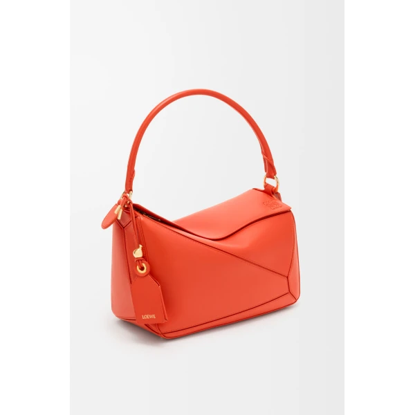 Loewe Medium Featherlight Puzzle bag in nappa lambskin, Deep Saffron | Shoulder & Crossbody Bags | Luxury Shoes 