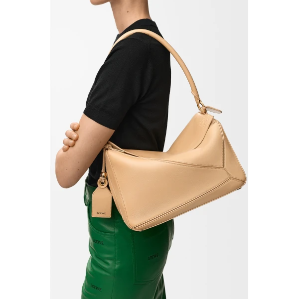 Loewe Medium Featherlight Puzzle bag in nappa lambskin, Silk Beige | Shoulder & Crossbody Bags | Luxury Shoes 