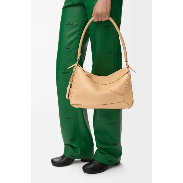 Loewe Medium Featherlight Puzzle bag in nappa lambskin, Silk Beige | Shoulder & Crossbody Bags | Luxury Shoes 
