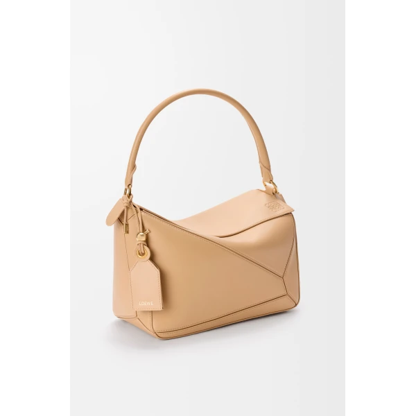 Loewe Medium Featherlight Puzzle bag in nappa lambskin, Silk Beige | Shoulder & Crossbody Bags | Luxury Shoes 