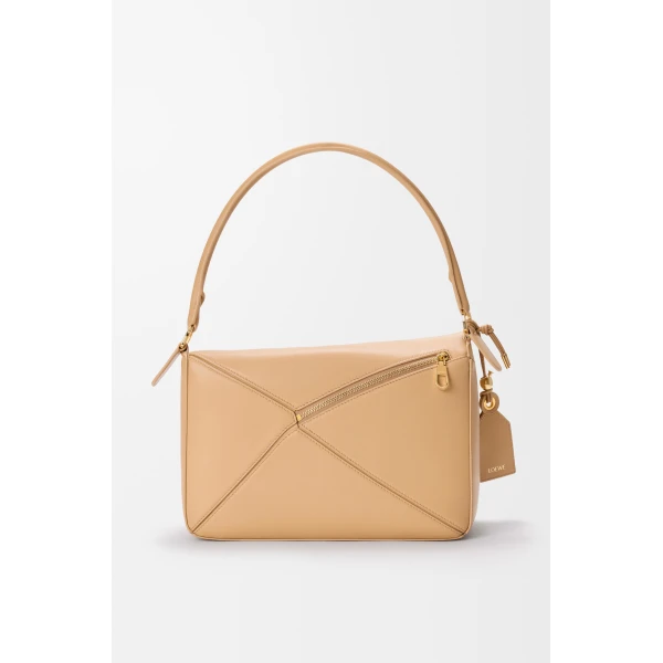 Loewe Medium Featherlight Puzzle bag in nappa lambskin, Silk Beige | Shoulder & Crossbody Bags | Luxury Shoes 