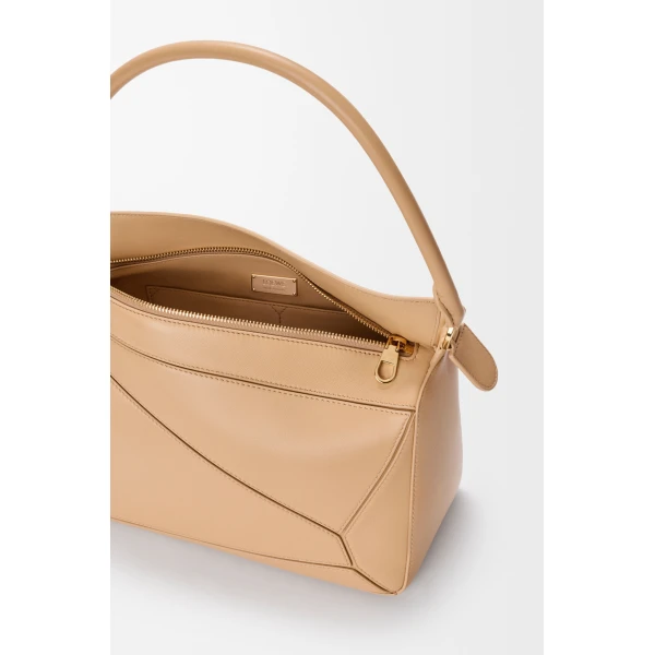 Loewe Medium Featherlight Puzzle bag in nappa lambskin, Silk Beige | Shoulder & Crossbody Bags | Luxury Shoes 
