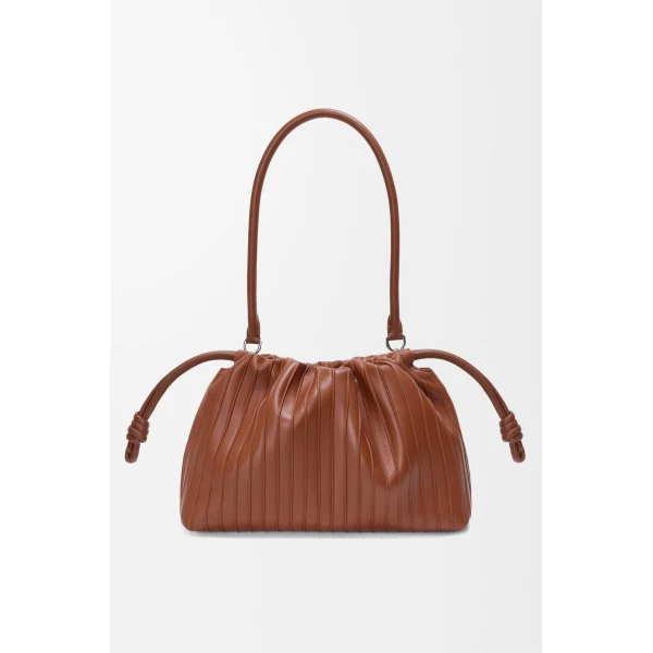 Loewe Medium Flamenco Pleats purse in nappa lambskin, Pecan | Shoulder & Crossbody Bags | Luxury Shoes 