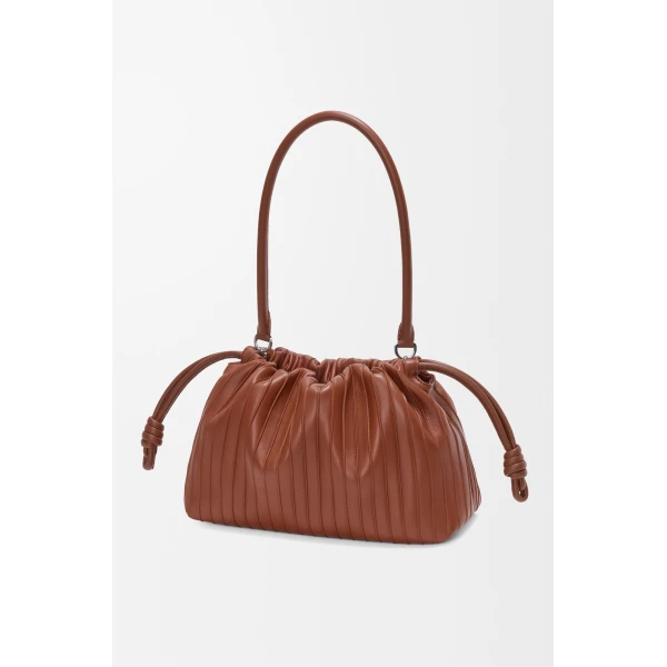 Loewe Medium Flamenco Pleats purse in nappa lambskin, Pecan | Shoulder & Crossbody Bags | Luxury Shoes 